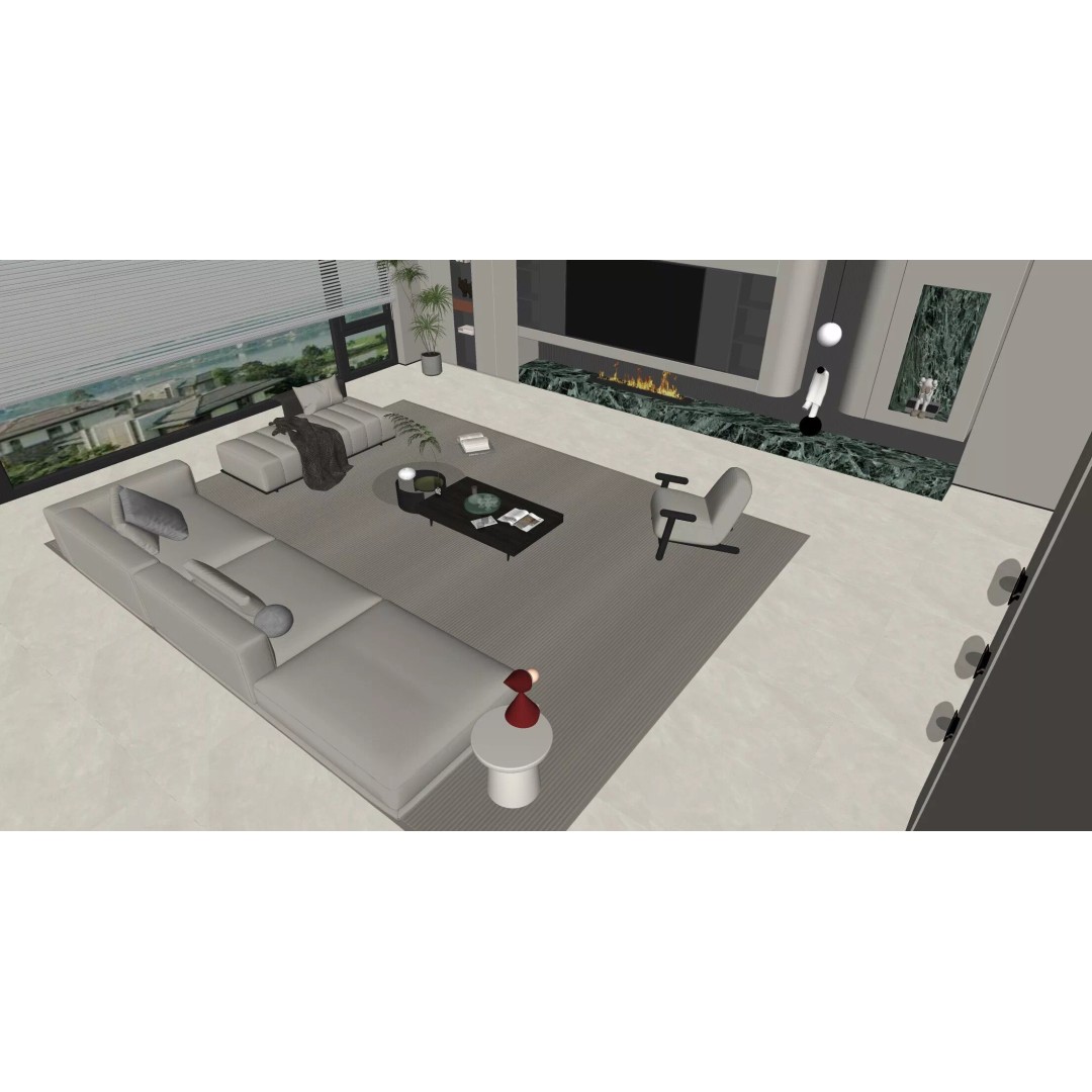 Italian Style Living Room 3D Model – Modern Interior Scene, FBX, Blender - View 7