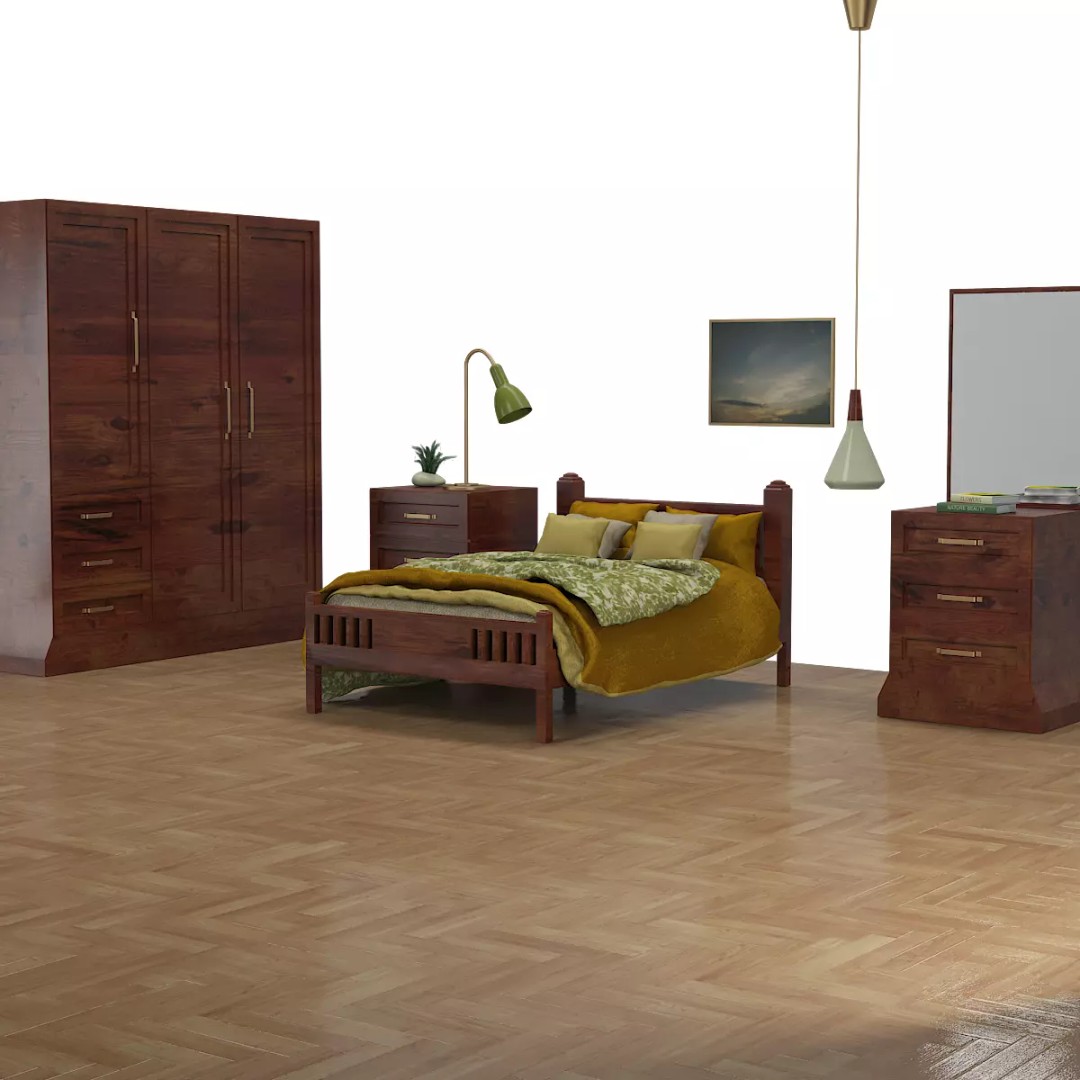 Traditional Bedroom Furniture Collection 3D Model – Classic Wooden Set for Archviz