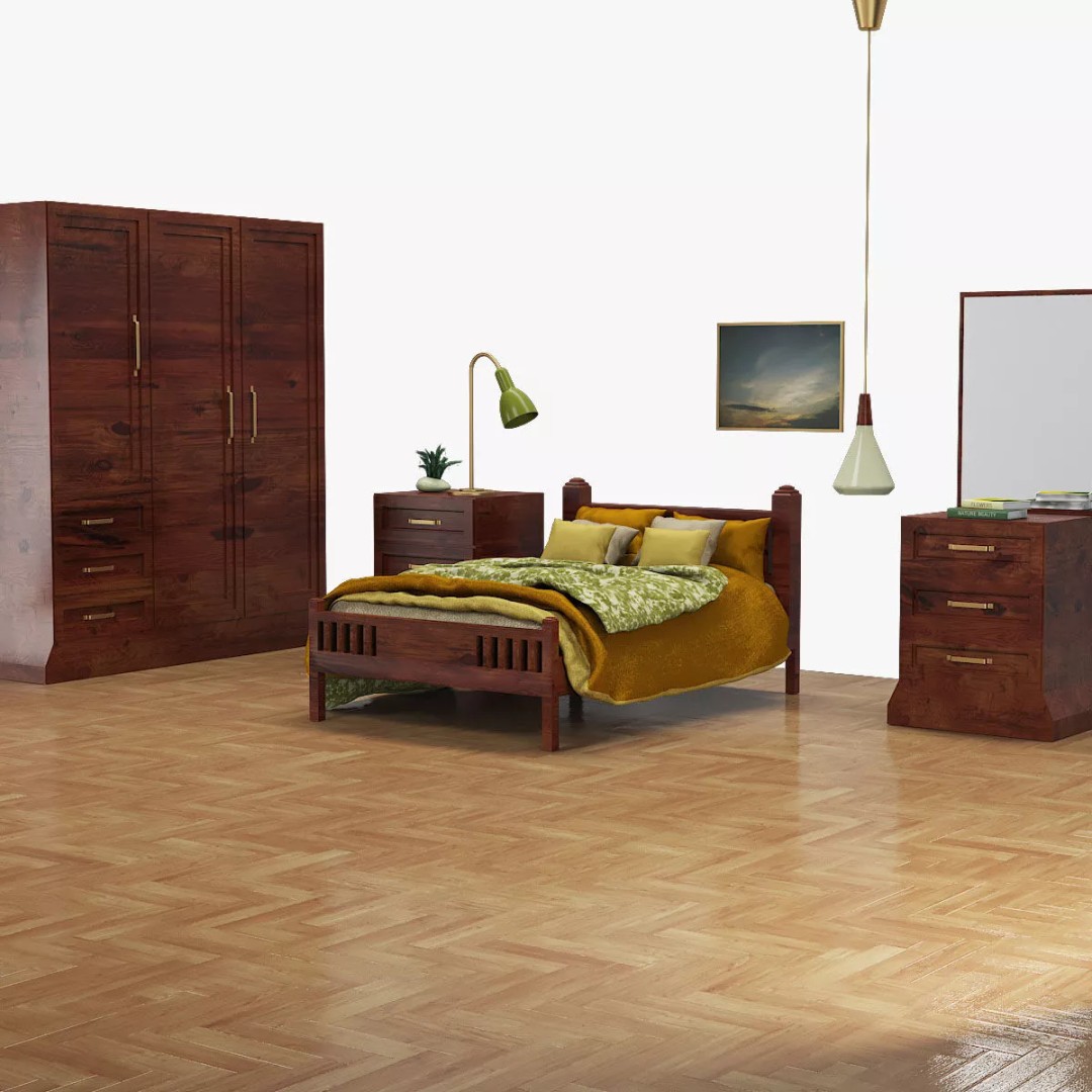 Traditional Bedroom Furniture Collection 3D Model – Classic Wooden Set for Archviz - View 2