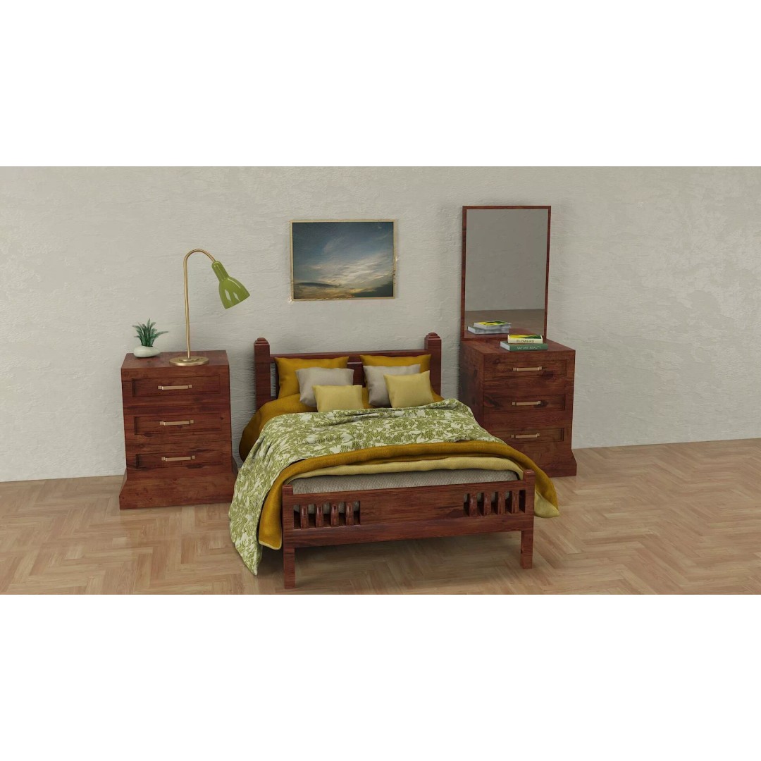 Traditional Bedroom Furniture Collection 3D Model – Classic Wooden Set for Archviz - View 3