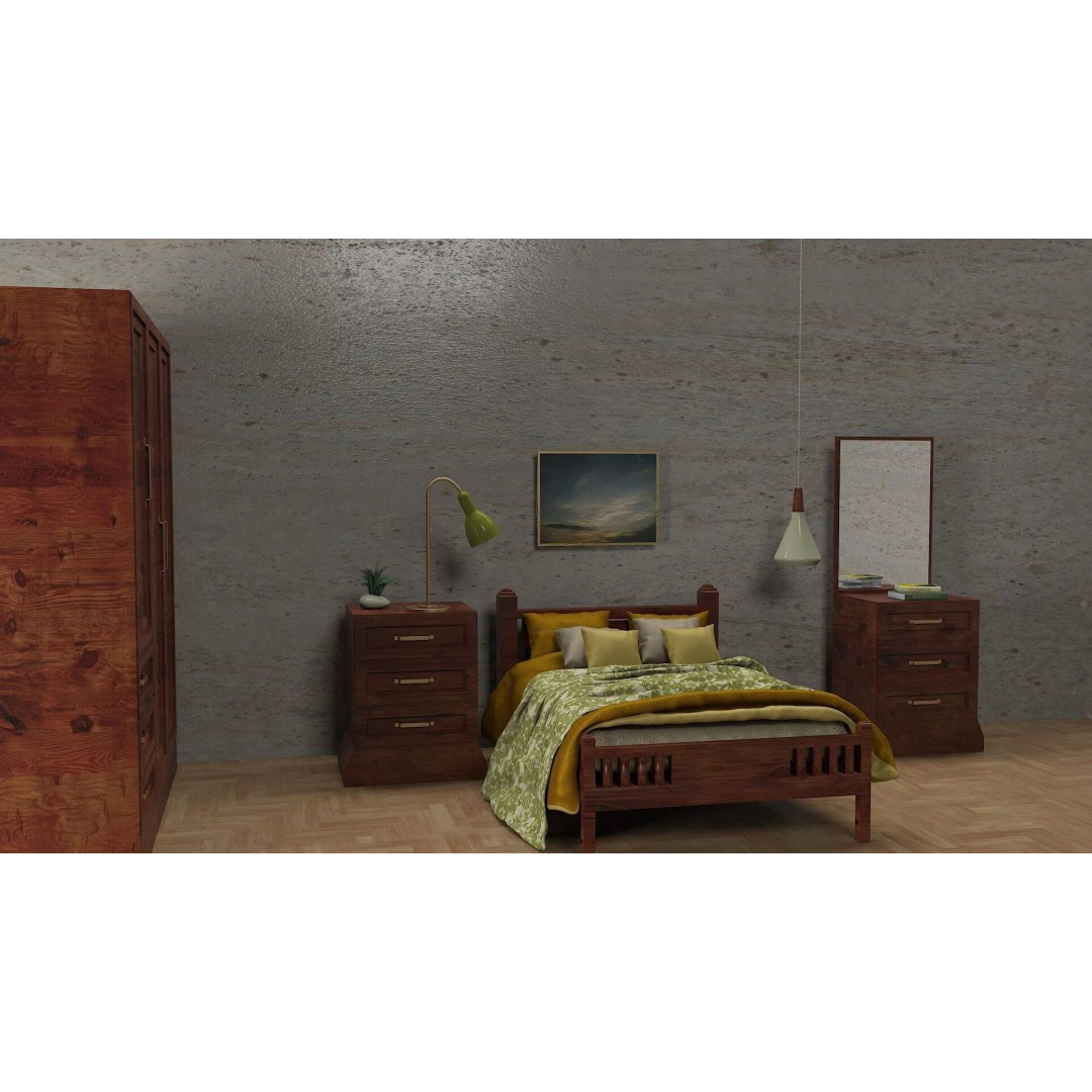 Traditional Bedroom Furniture Collection 3D Model – Classic Wooden Set for Archviz - View 7