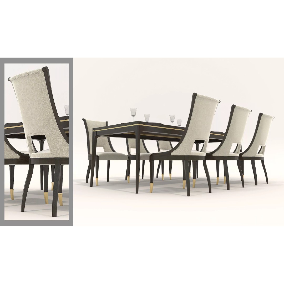 Luxury Dark Wood Dining Set 3D Model – Elegant Furniture Collection, FBX - View 4