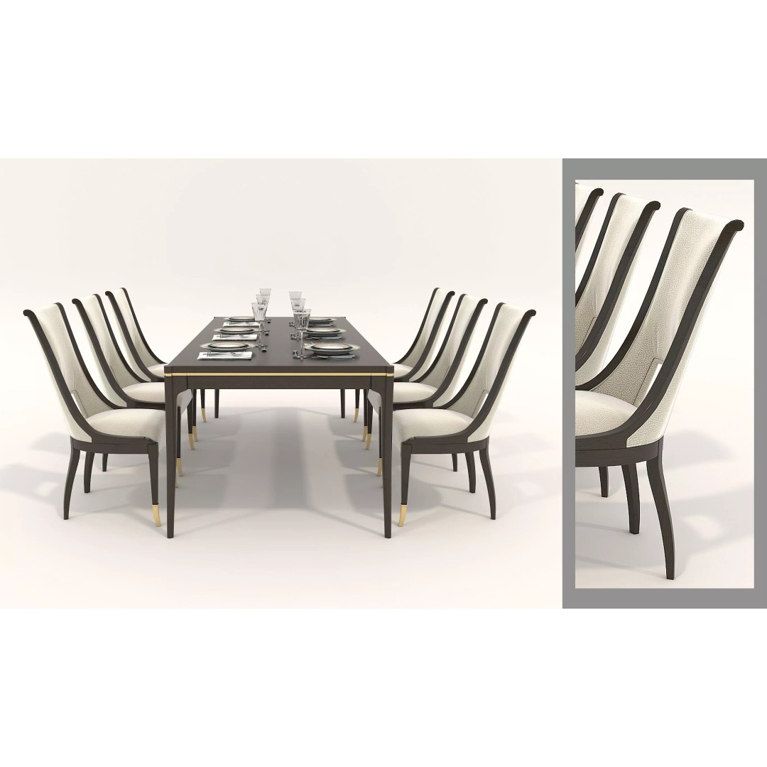 Luxury Dark Wood Dining Set 3D Model – Elegant Furniture Collection, FBX - View 5