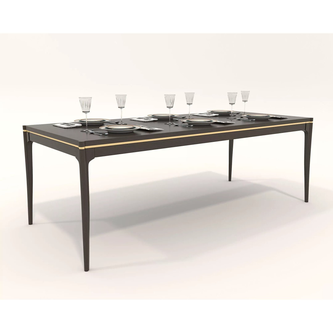 Luxury Dark Wood Dining Set 3D Model – Elegant Furniture Collection, FBX - View 8