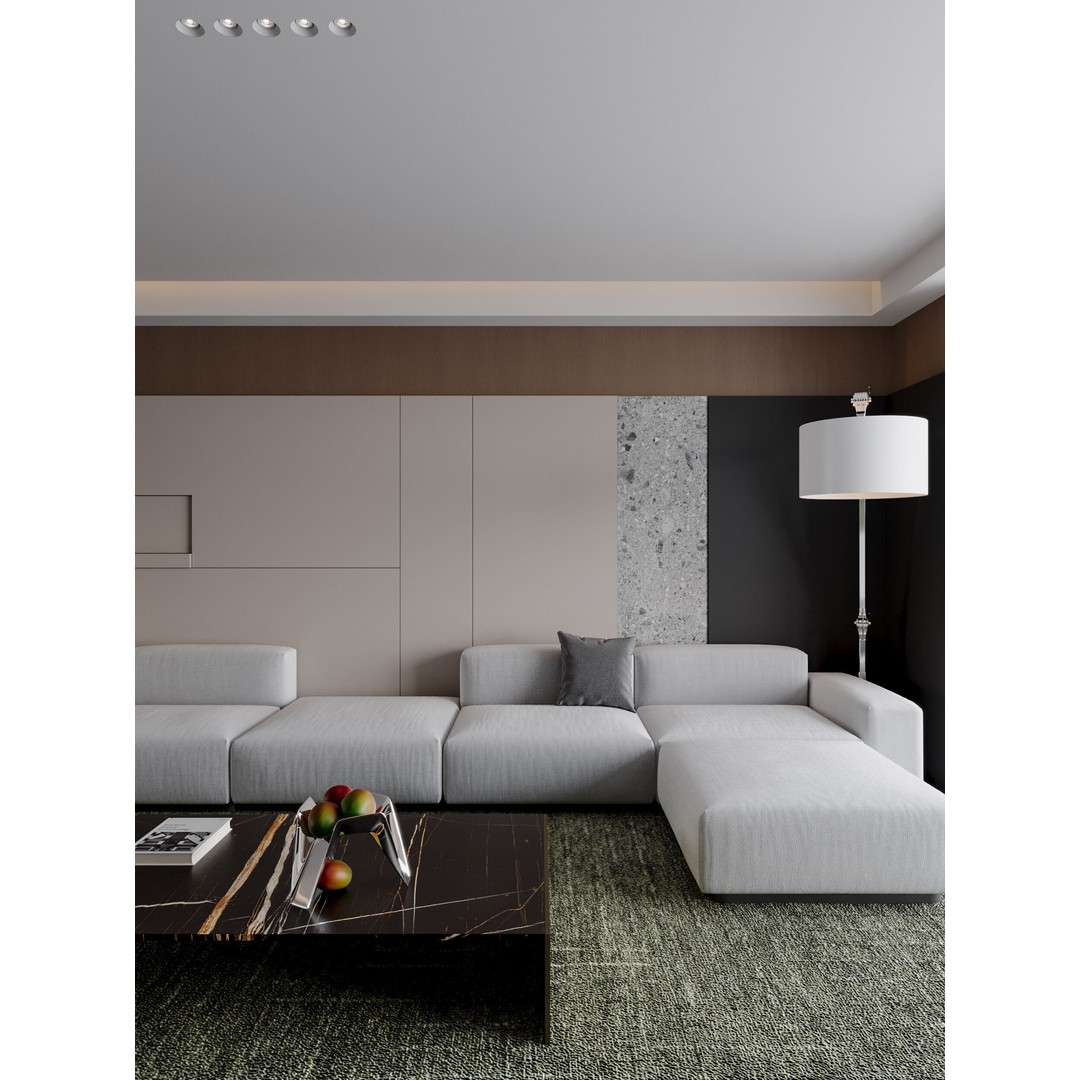 Modern Living Room 3D Model – Textured Interior Scene, Corona Renderer