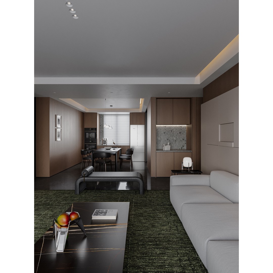 Modern Living Room 3D Model – Textured Interior Scene, Corona Renderer - View 6