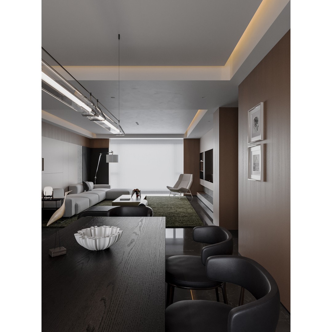 Modern Living Room 3D Model – Textured Interior Scene, Corona Renderer - View 7