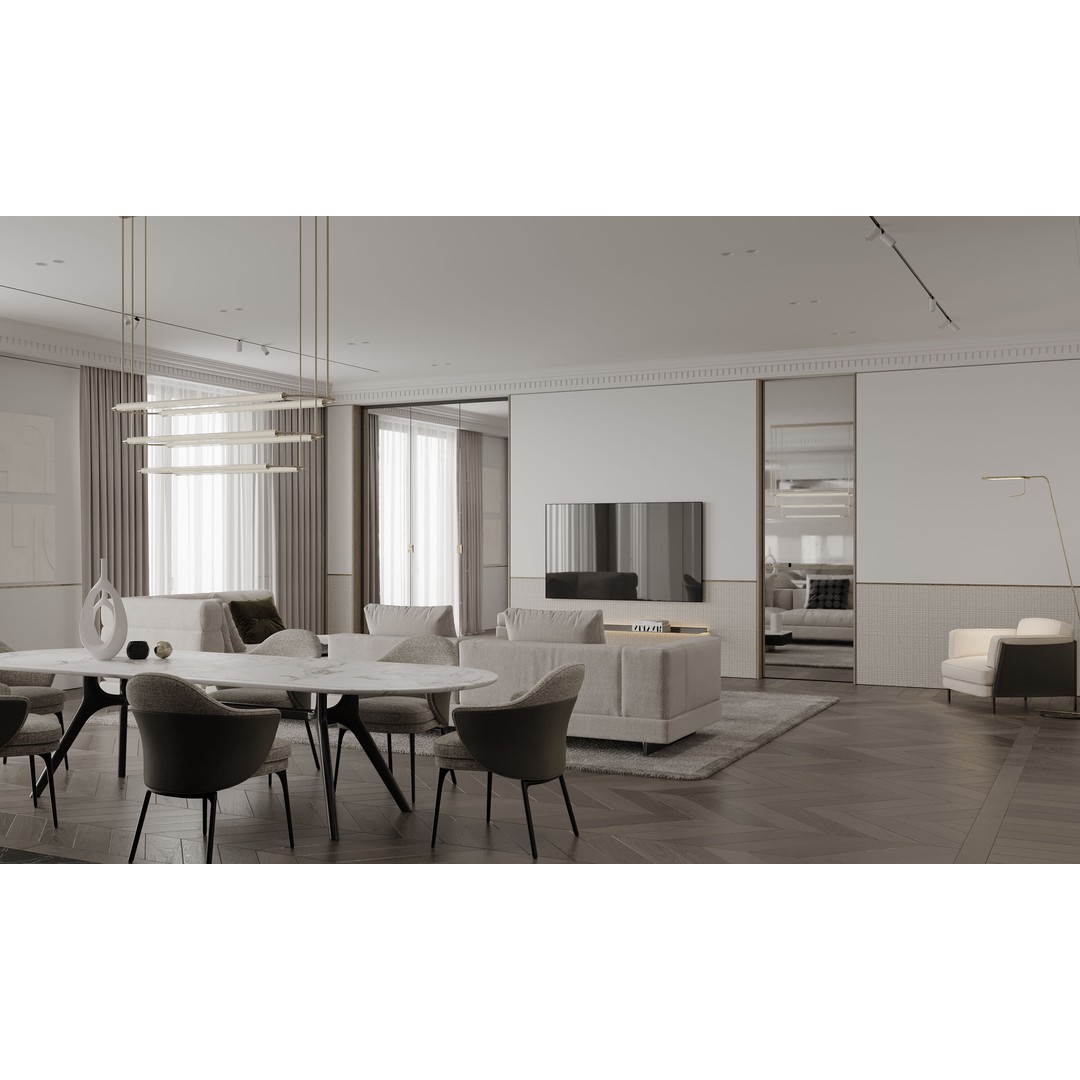 Cozy Living Room 3D Model – Modern Interior Scene, Corona Renderer - View 3
