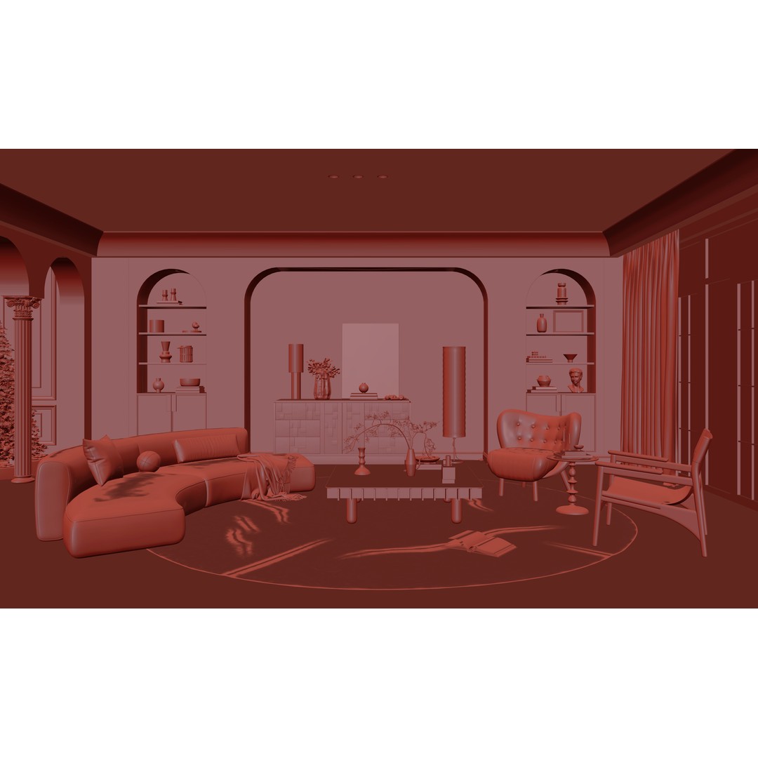 Apartment Interior Scenes 3D Model – Stylish Living Room Asset, FBX