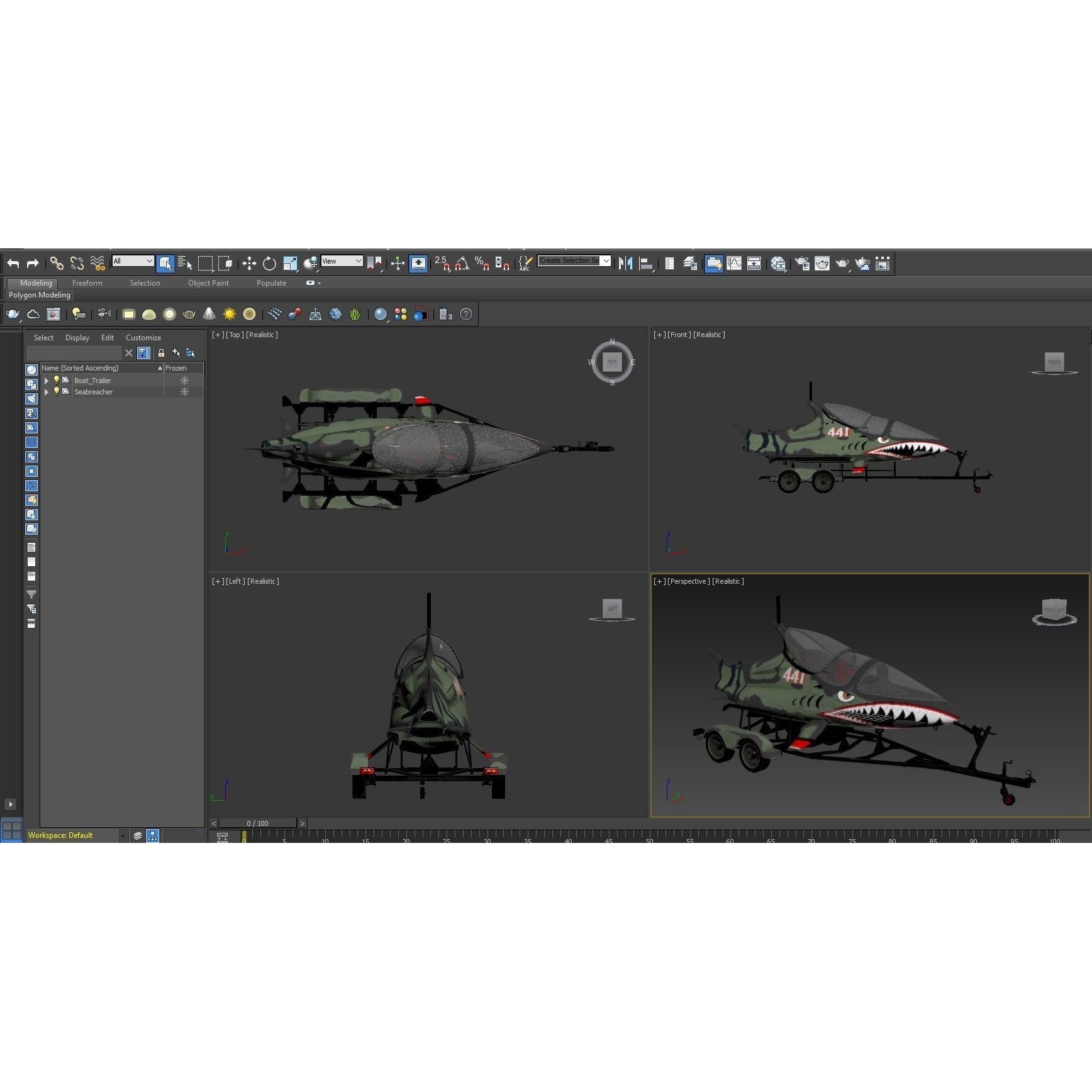 Seabreacher Camo Green - Game-Ready 3D Model