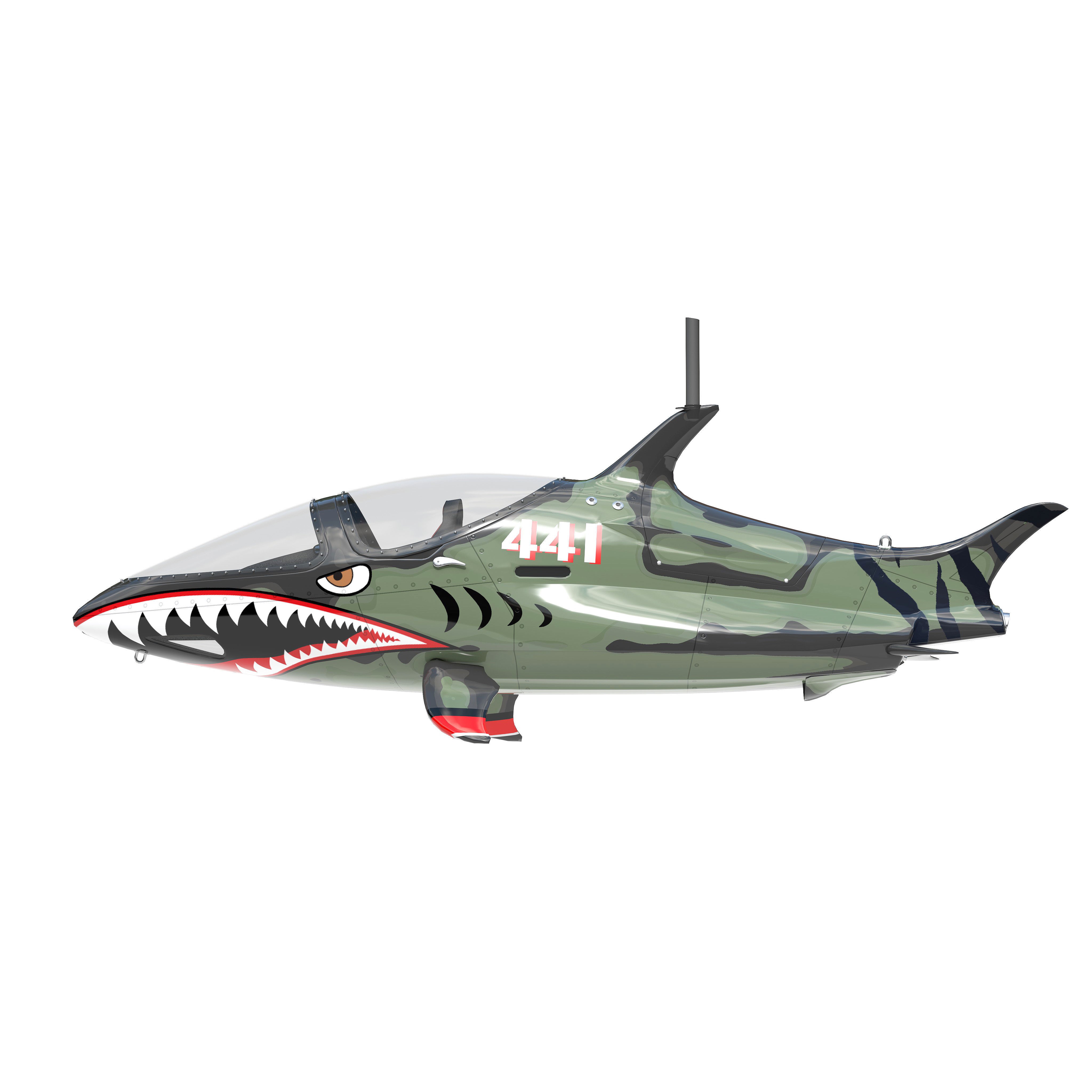 Seabreacher Camo Green - Game-Ready 3D Model - View 4
