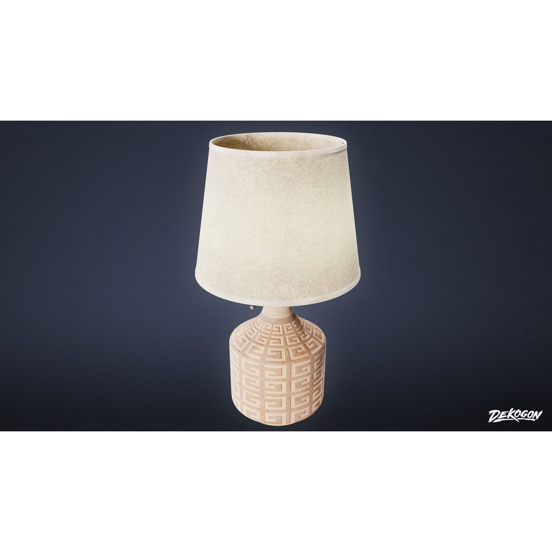 Lamp 3D Model – Low Poly Bedside Light with PBR Textures, FBX - View 12