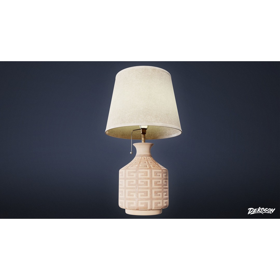 Lamp 3D Model – Low Poly Bedside Light with PBR Textures, FBX - View 13