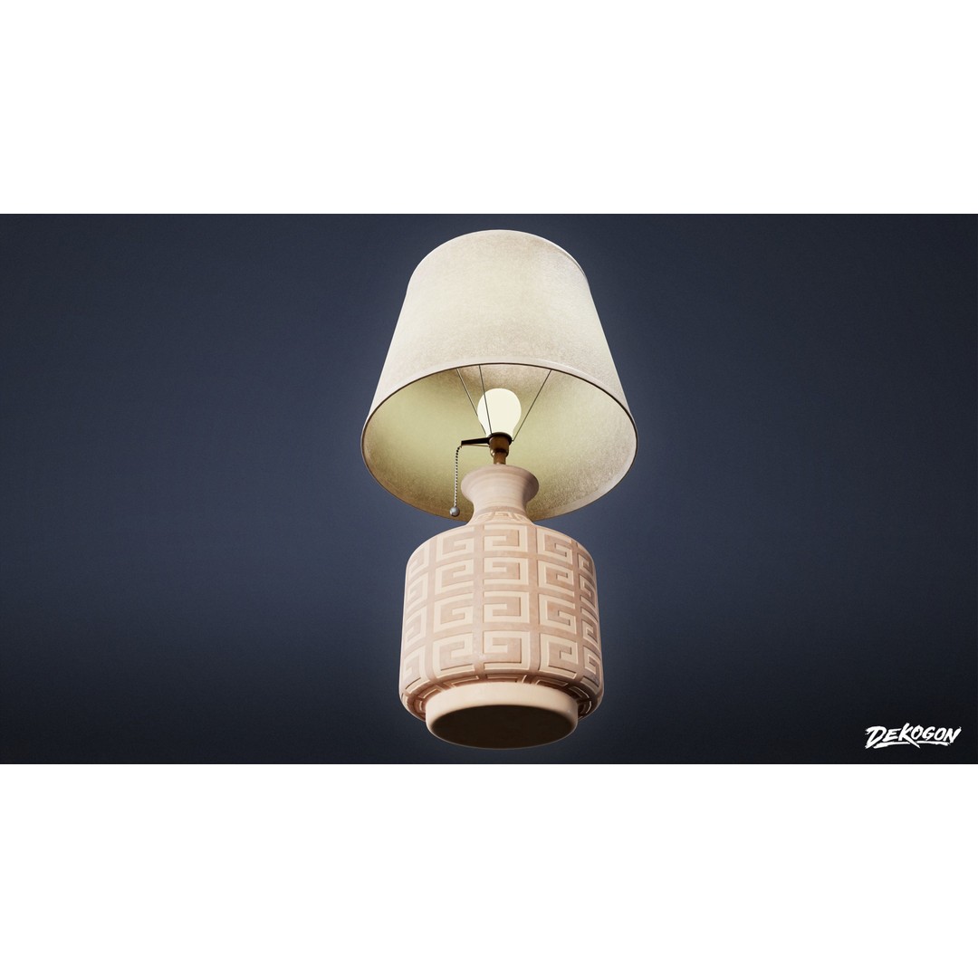 Lamp 3D Model – Low Poly Bedside Light with PBR Textures, FBX - View 14