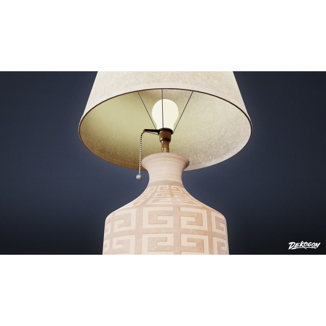 Lamp 3D Model – Low Poly Bedside Light with PBR Textures, FBX - View 16