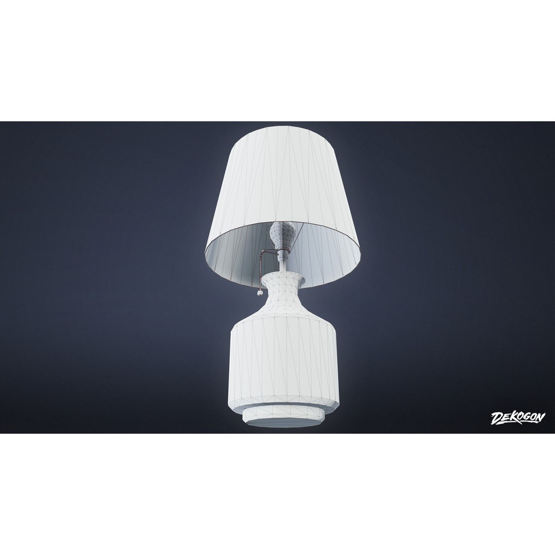 Lamp 3D Model – Low Poly Bedside Light with PBR Textures, FBX - View 17