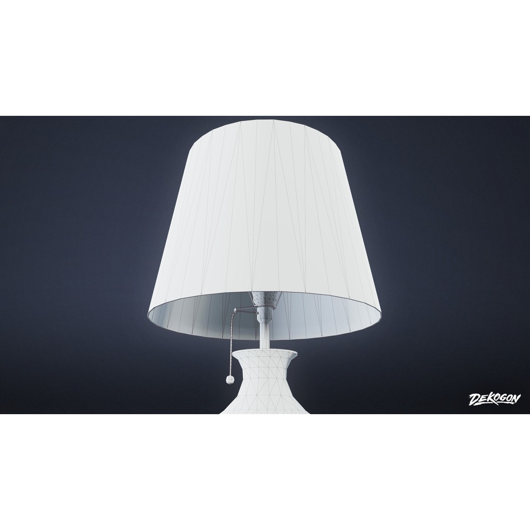 Lamp 3D Model – Low Poly Bedside Light with PBR Textures, FBX - View 18