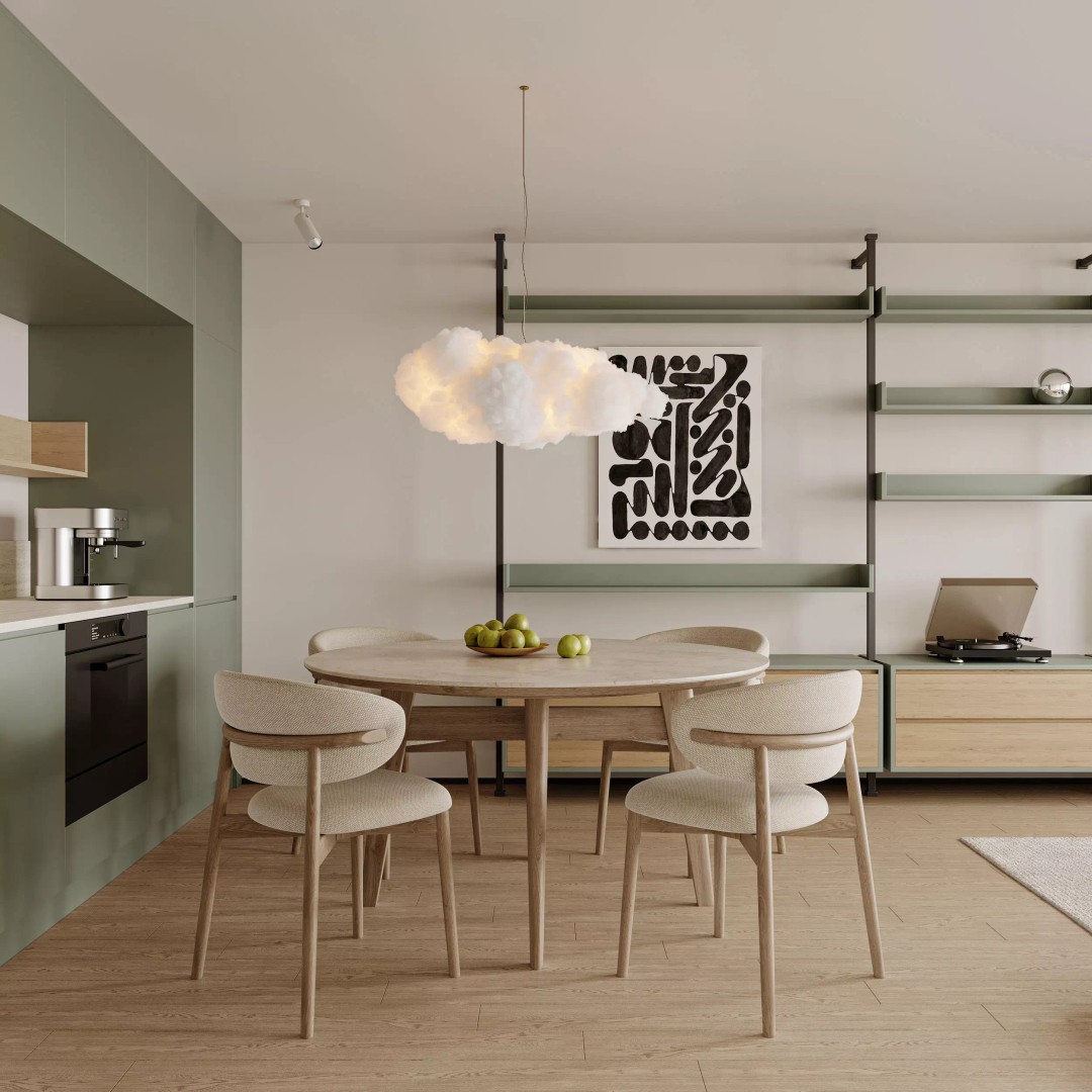 Modern Living Room Dining Room 3D Model – Complete Scene with Textures - View 2
