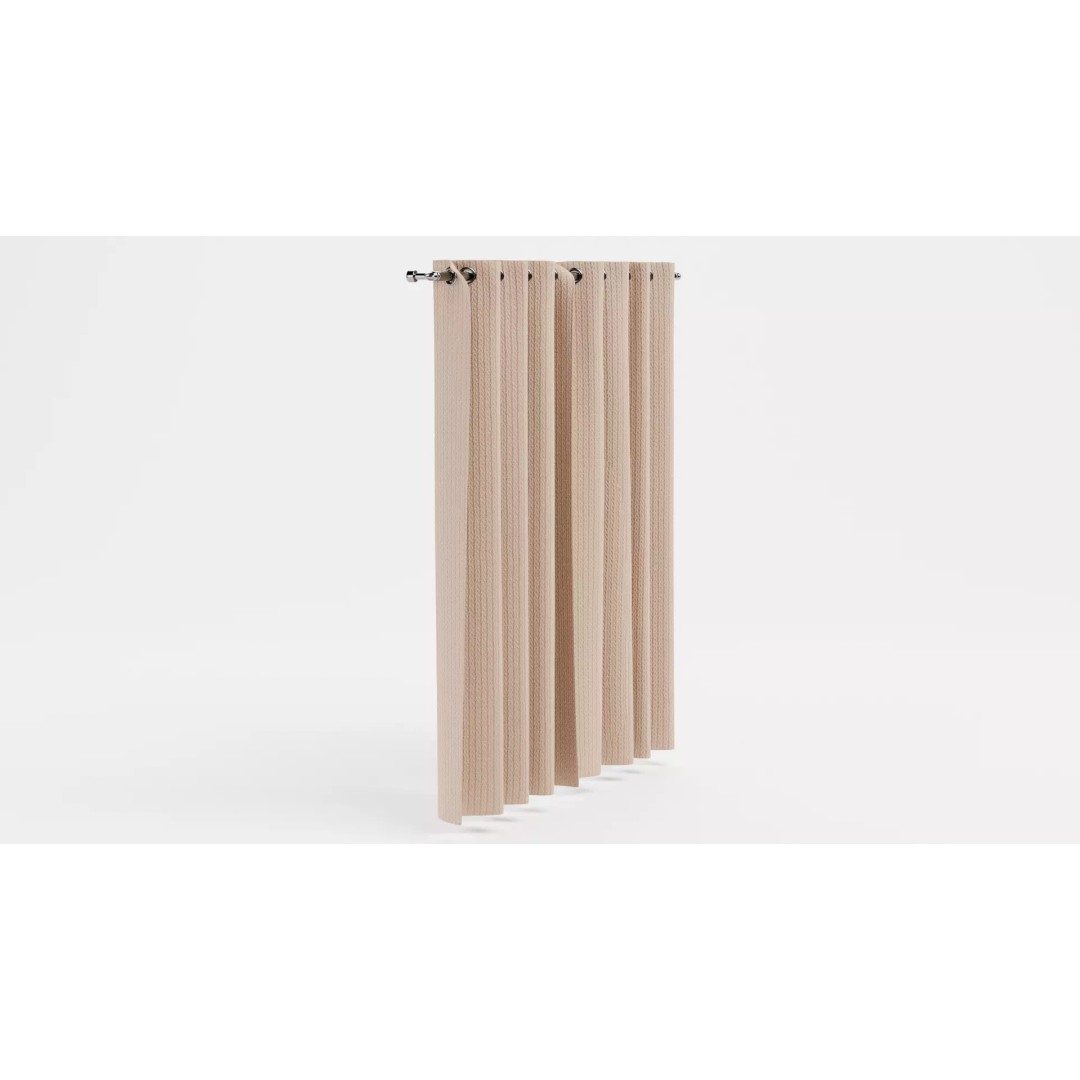 Beige Blackout Curtains 3D Model – Drapes with Metal Rod for Archviz - View 4