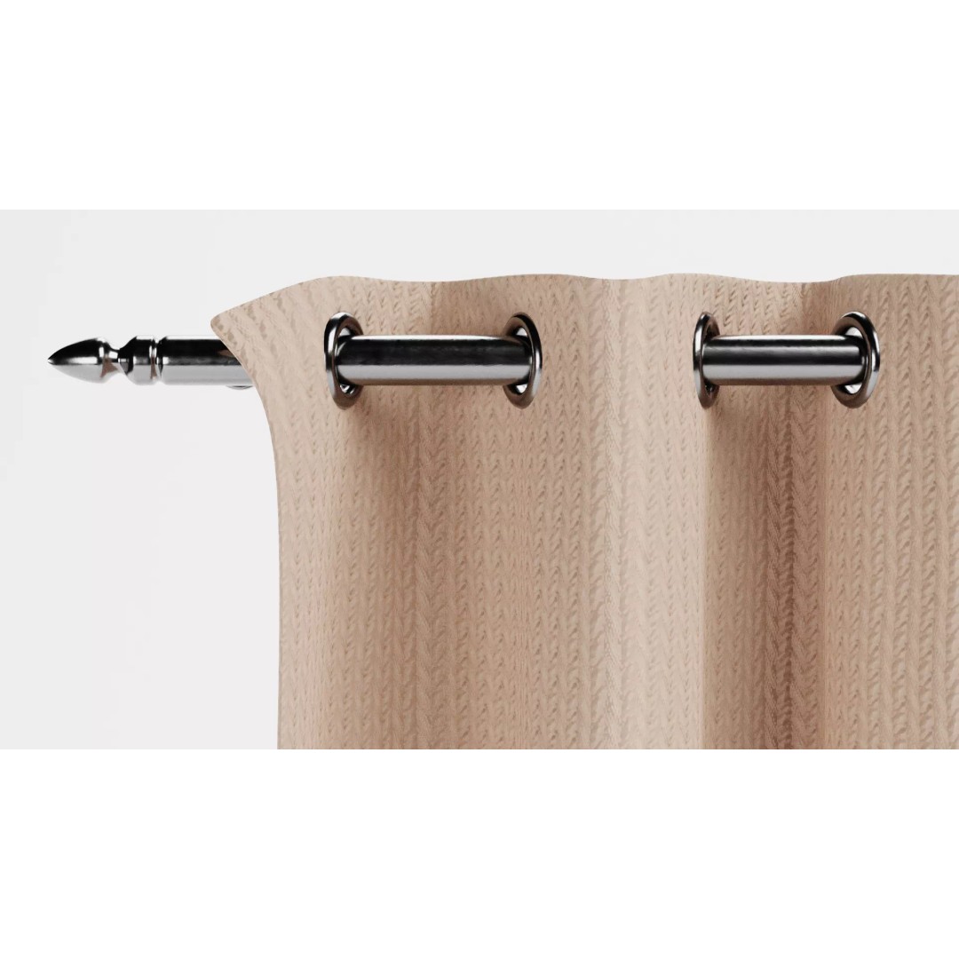 Beige Blackout Curtains 3D Model – Drapes with Metal Rod for Archviz - View 8
