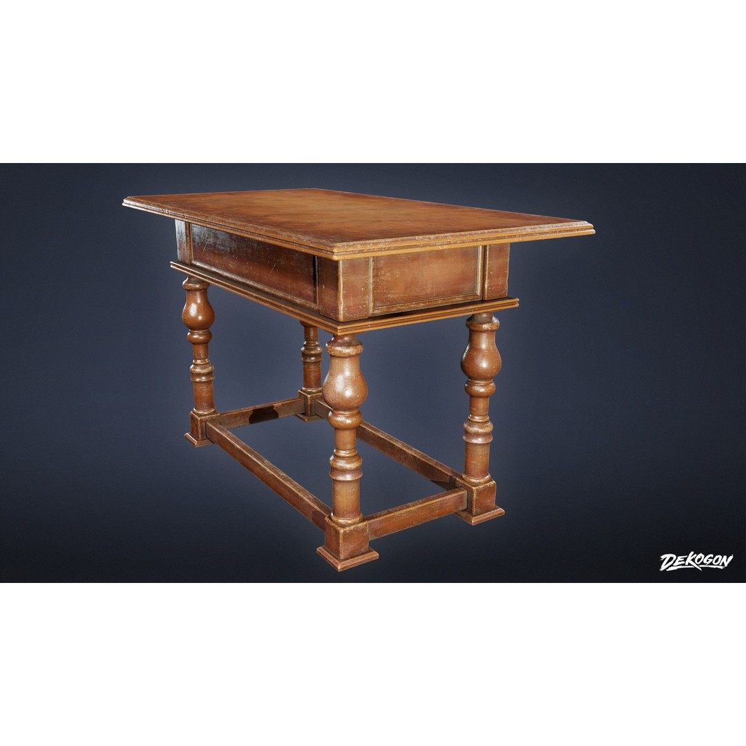 Pirates Captains Side Table 3D Model – Low Poly PBR Furniture, FBX - View 11