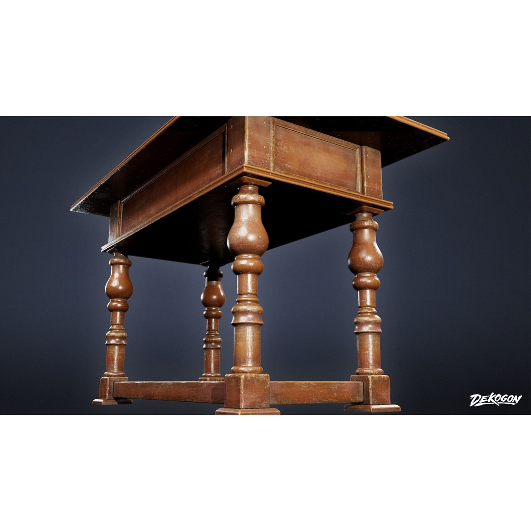 Pirates Captains Side Table 3D Model – Low Poly PBR Furniture, FBX - View 12