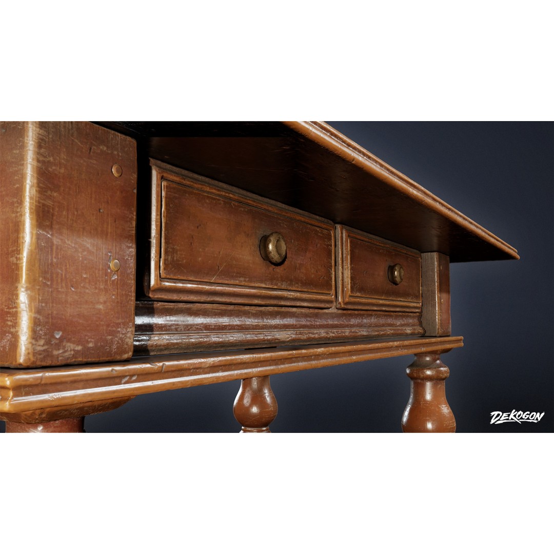 Pirates Captains Side Table 3D Model – Low Poly PBR Furniture, FBX - View 13