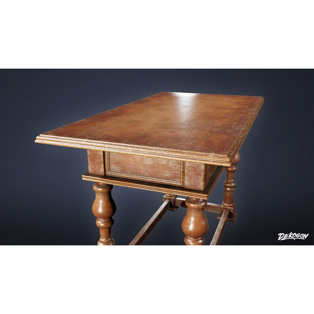 Pirates Captains Side Table 3D Model – Low Poly PBR Furniture, FBX - View 14
