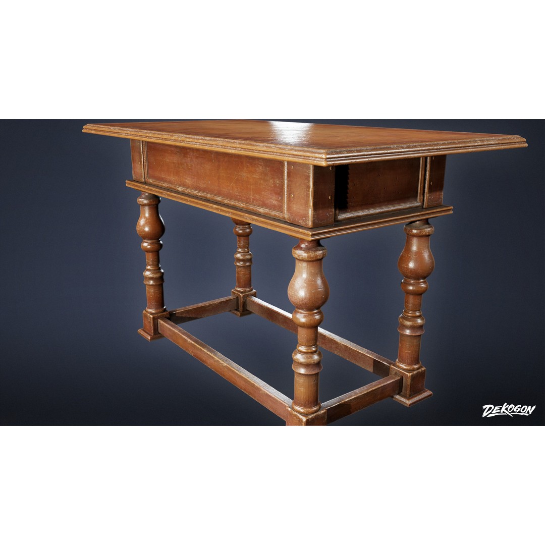 Pirates Captains Side Table 3D Model – Low Poly PBR Furniture, FBX - View 15
