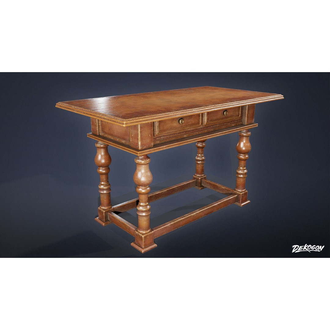 Pirates Captains Side Table 3D Model – Low Poly PBR Furniture, FBX - View 16