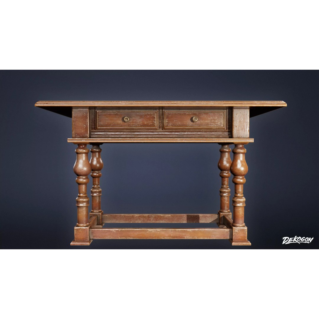Pirates Captains Side Table 3D Model – Low Poly PBR Furniture, FBX - View 2