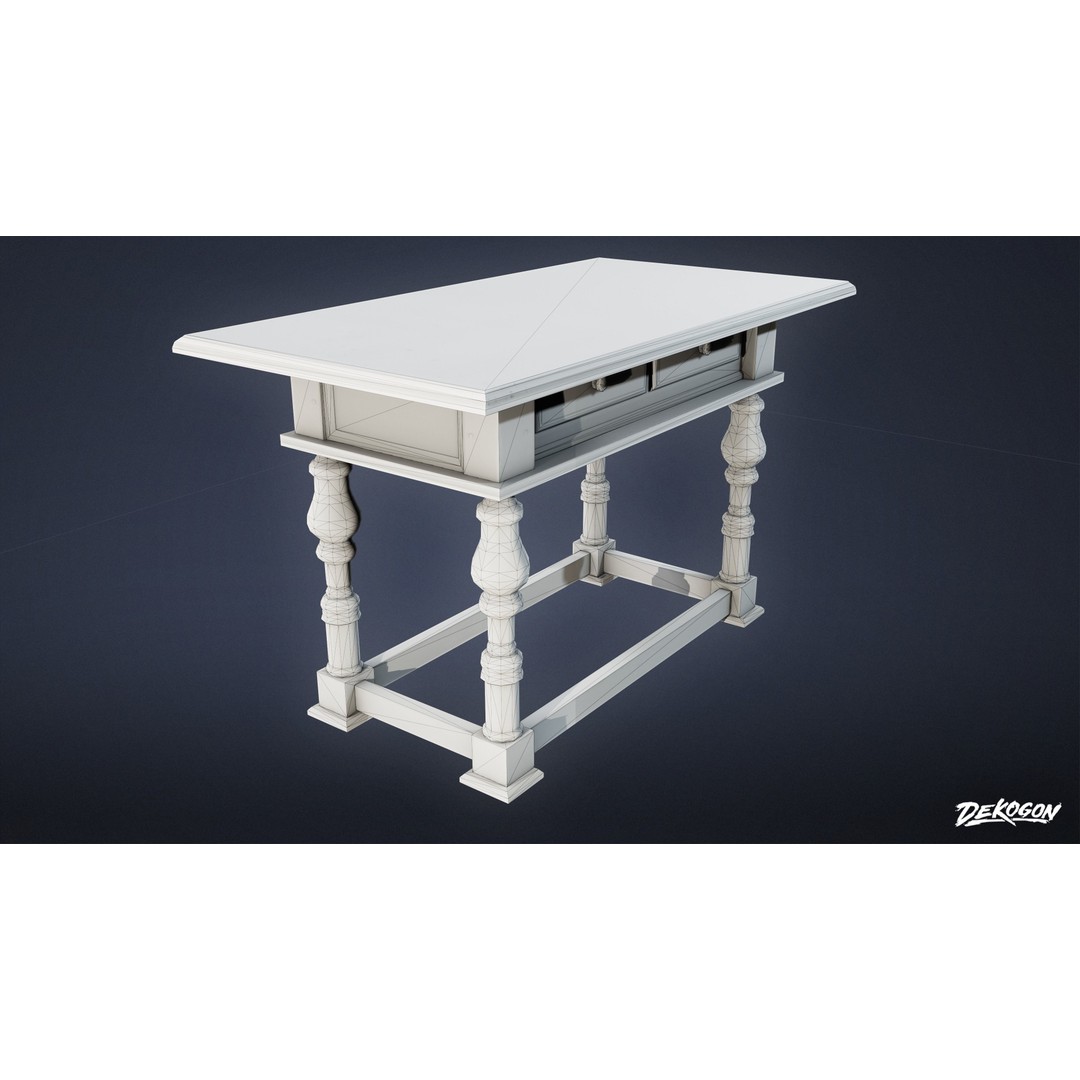 Pirates Captains Side Table 3D Model – Low Poly PBR Furniture, FBX - View 4