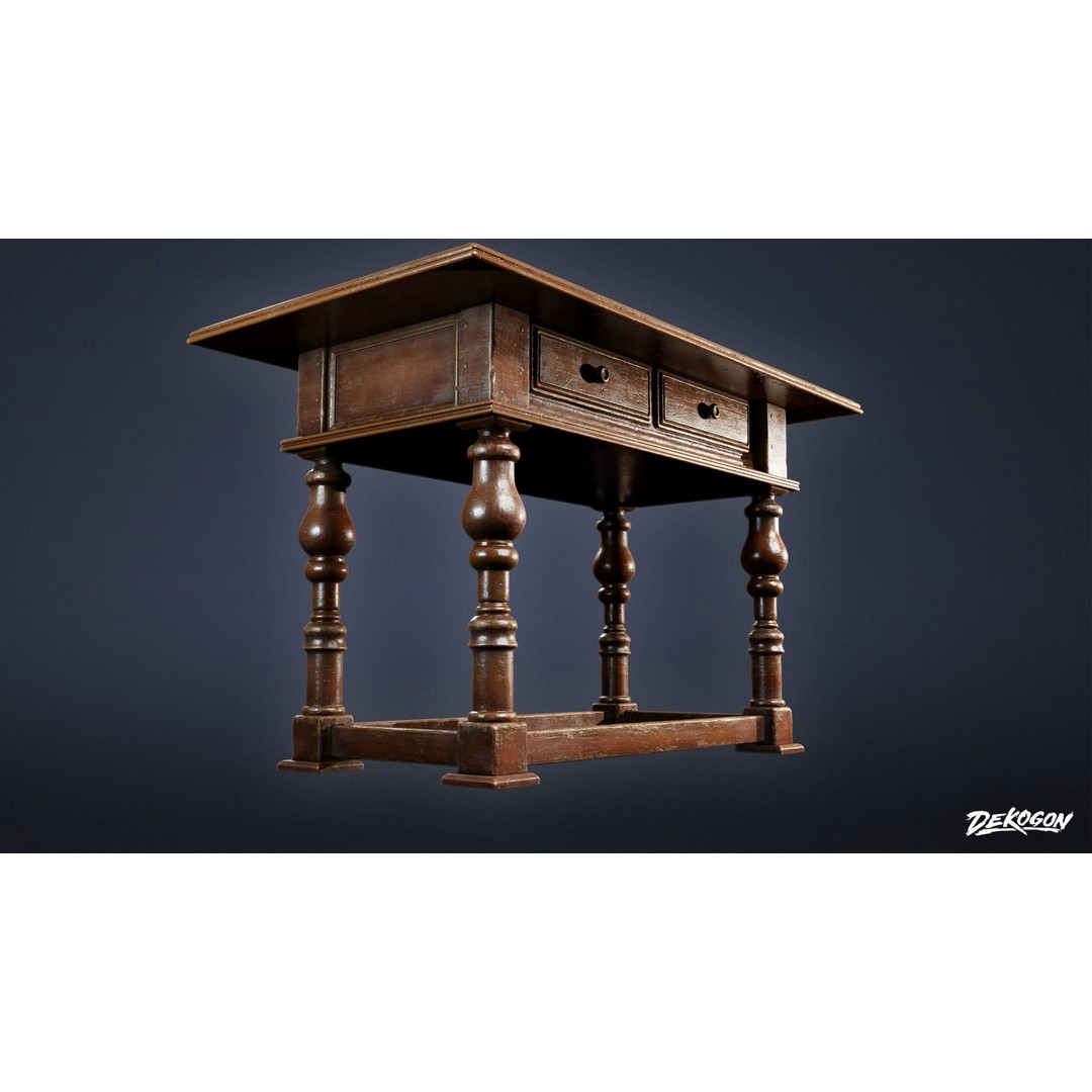 Pirates Captains Side Table 3D Model – Low Poly PBR Furniture, FBX - View 9