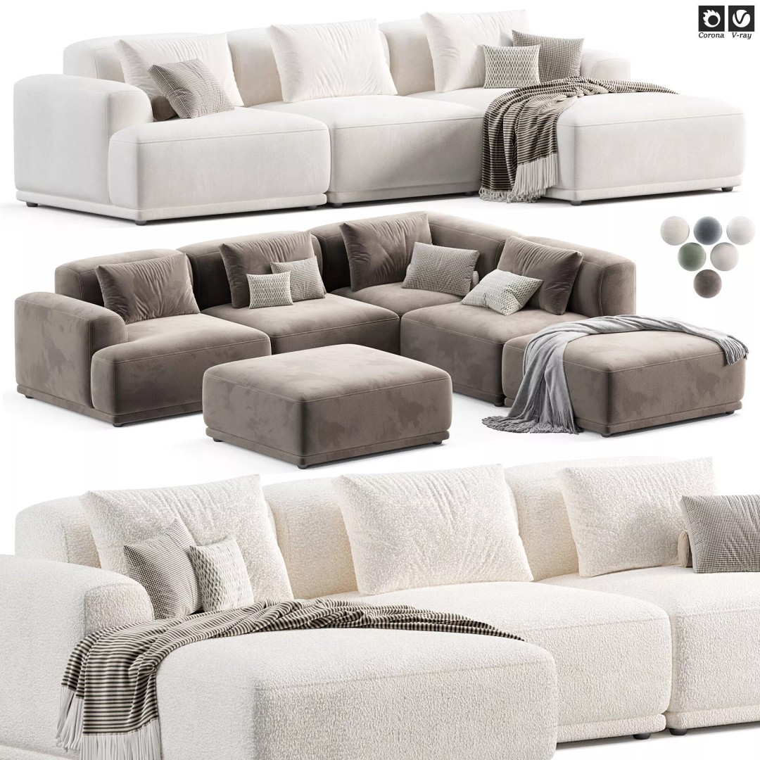 Connect Soft Modular Sofa 2 3D Model – High Poly Furniture Asset, FBX, OBJ - View 2