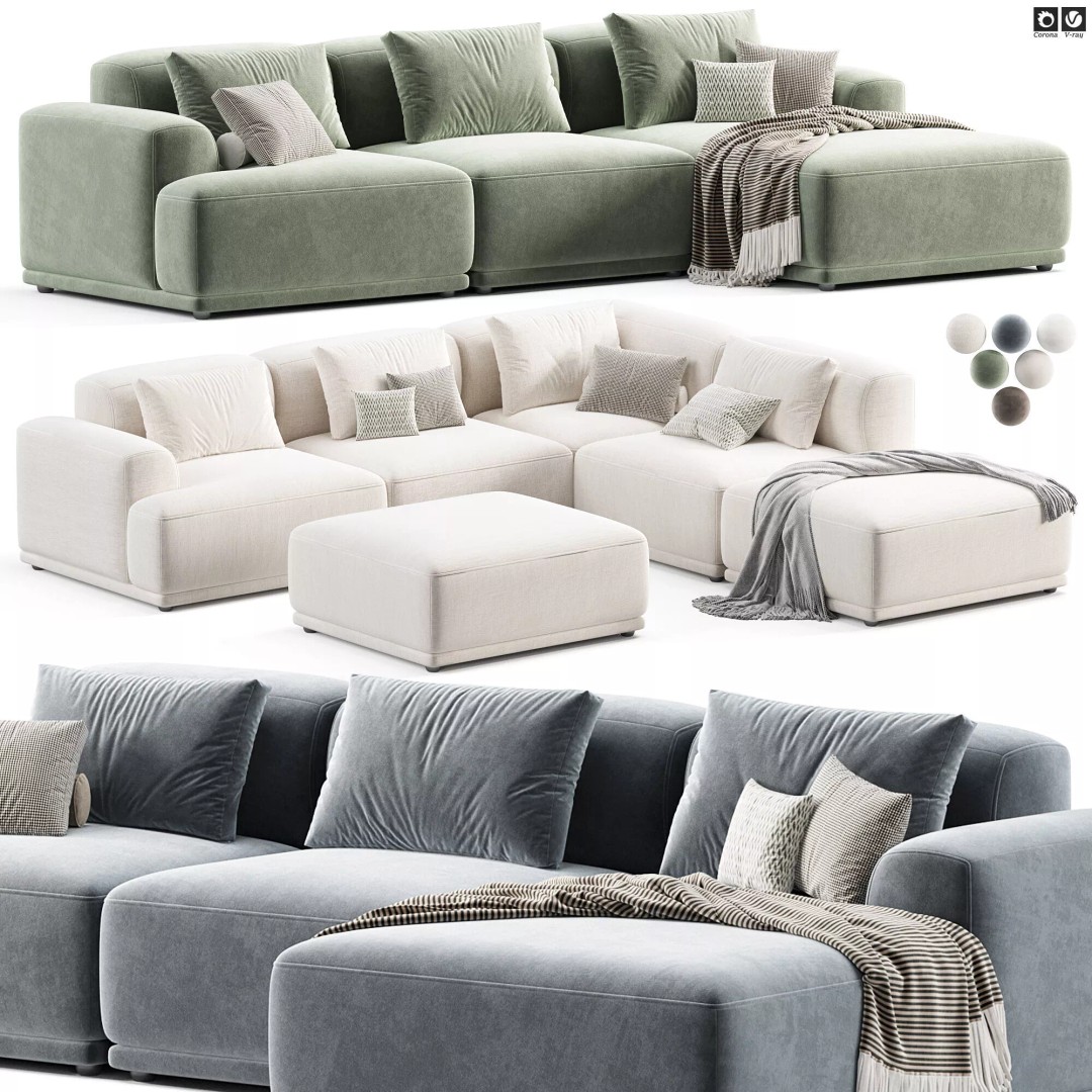 Connect Soft Modular Sofa 2 3D Model – High Poly Furniture Asset, FBX, OBJ - View 4