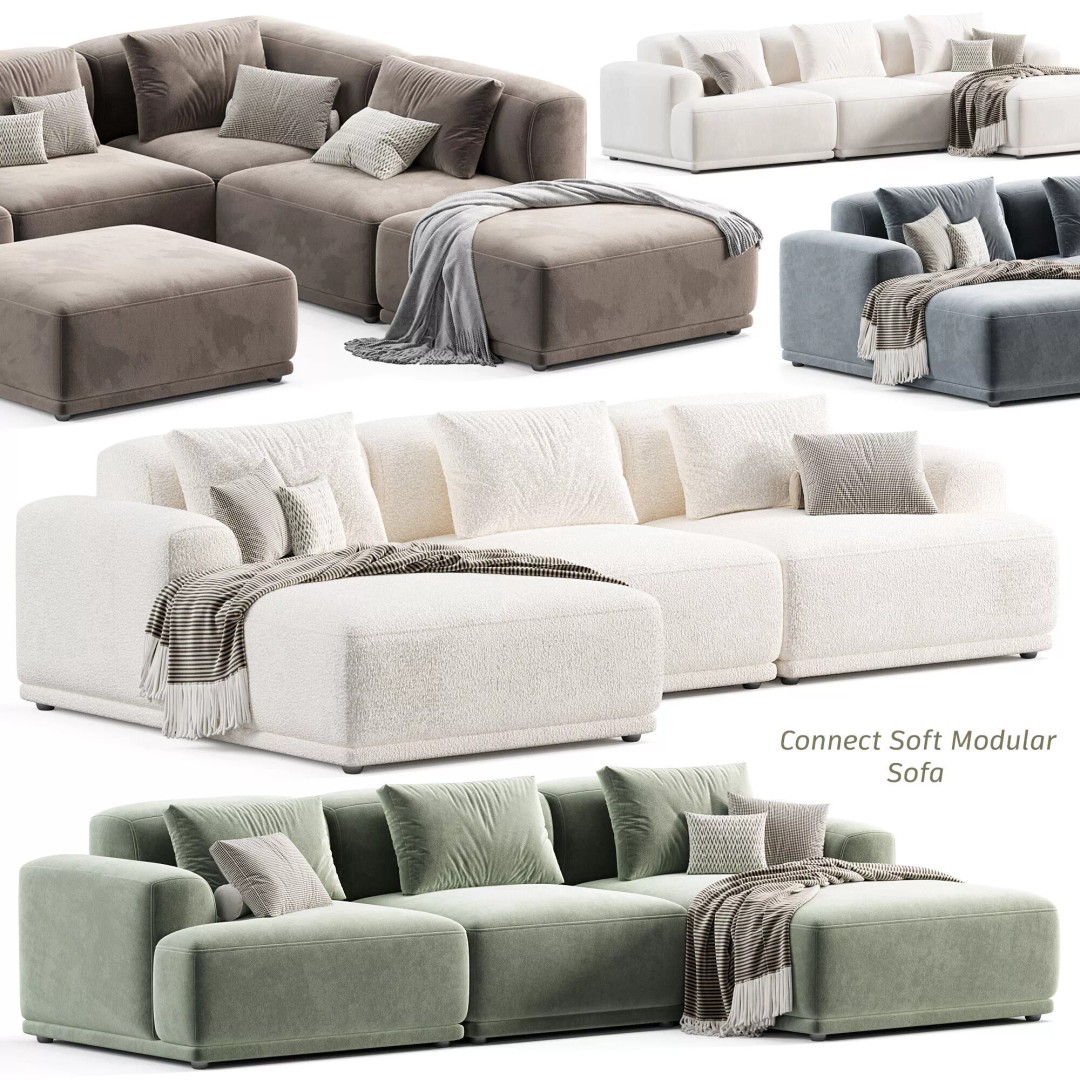 Connect Soft Modular Sofa 2 3D Model – High Poly Furniture Asset, FBX, OBJ - View 6