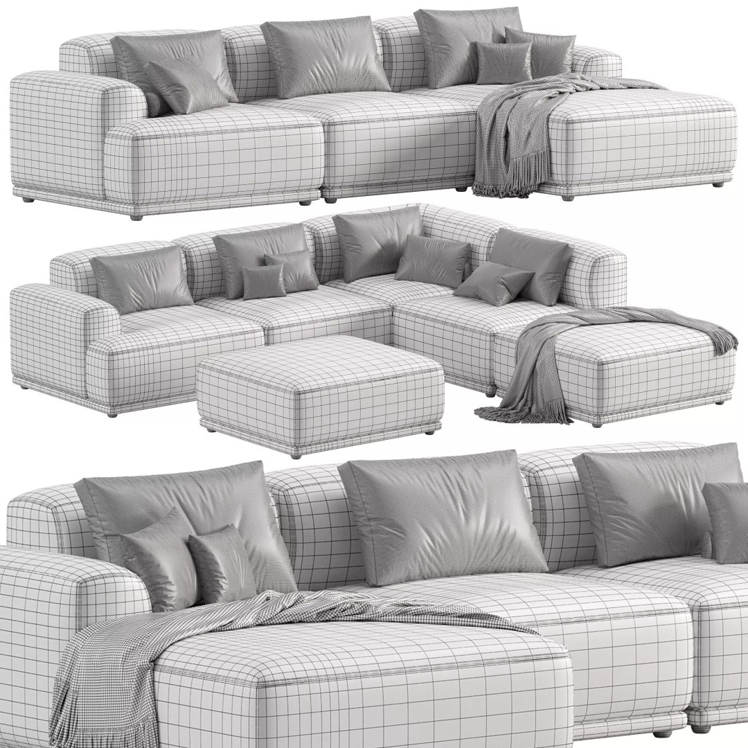 Connect Soft Modular Sofa 2 3D Model – High Poly Furniture Asset, FBX, OBJ - View 8
