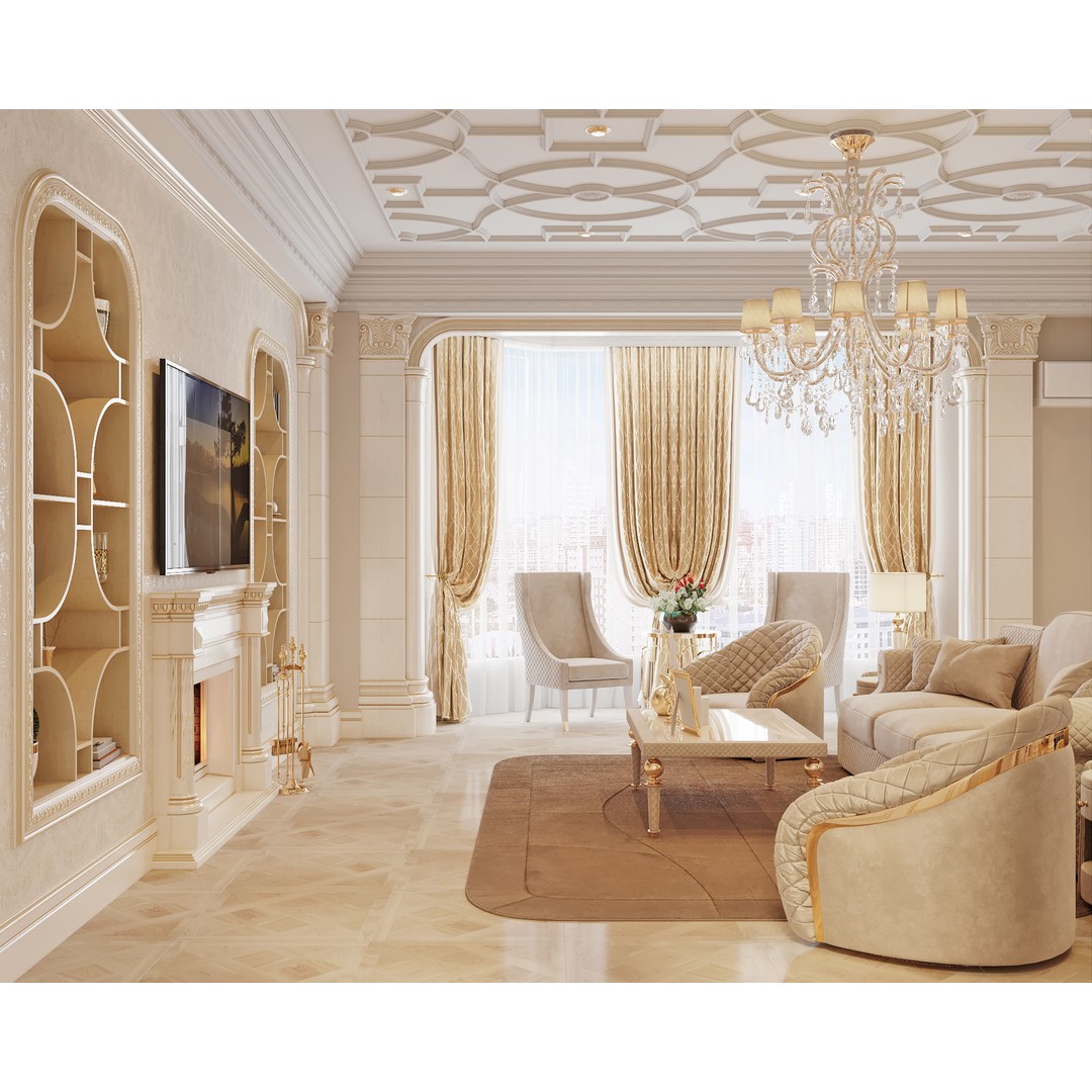 Interior Scene 3D Model – Textured Living Room with Natural Light - View 3
