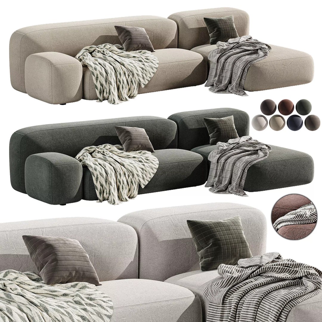 Modular Ribbl Sofa 2 3D Model – Modern Furniture Design, FBX, OBJ - View 2