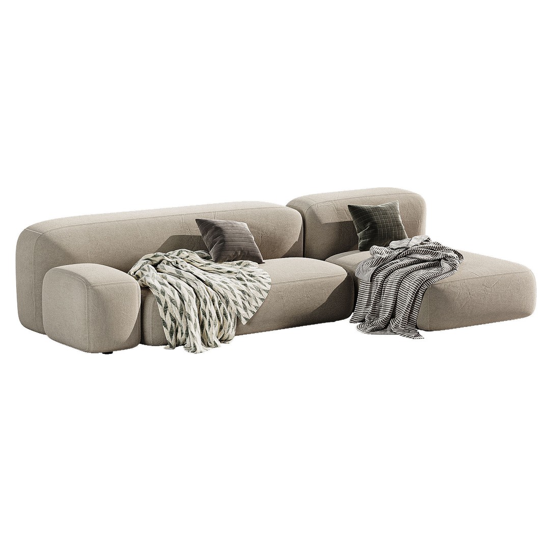Modular Ribbl Sofa 2 3D Model – Modern Furniture Design, FBX, OBJ - View 3