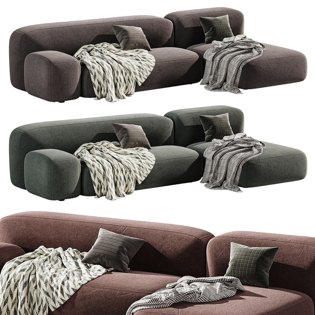 Modular Ribbl Sofa 2 3D Model – Modern Furniture Design, FBX, OBJ - View 4