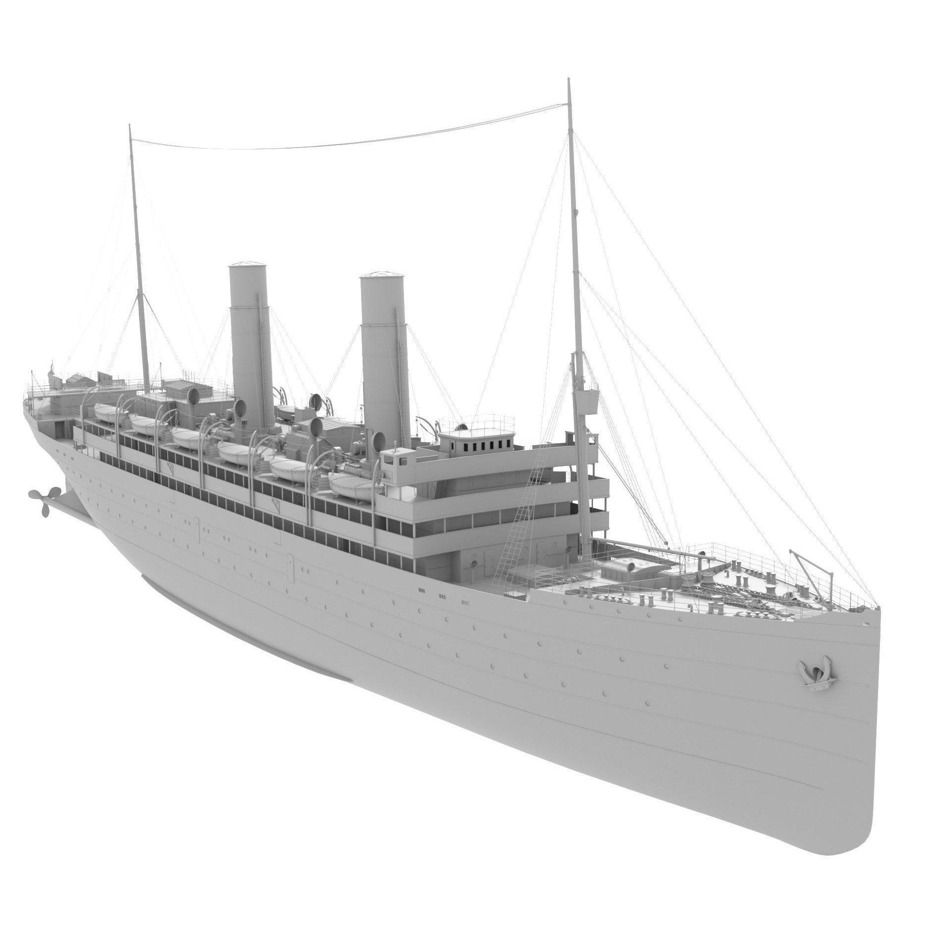 Passenger Steam Ship - Historic 3D Model - View 11