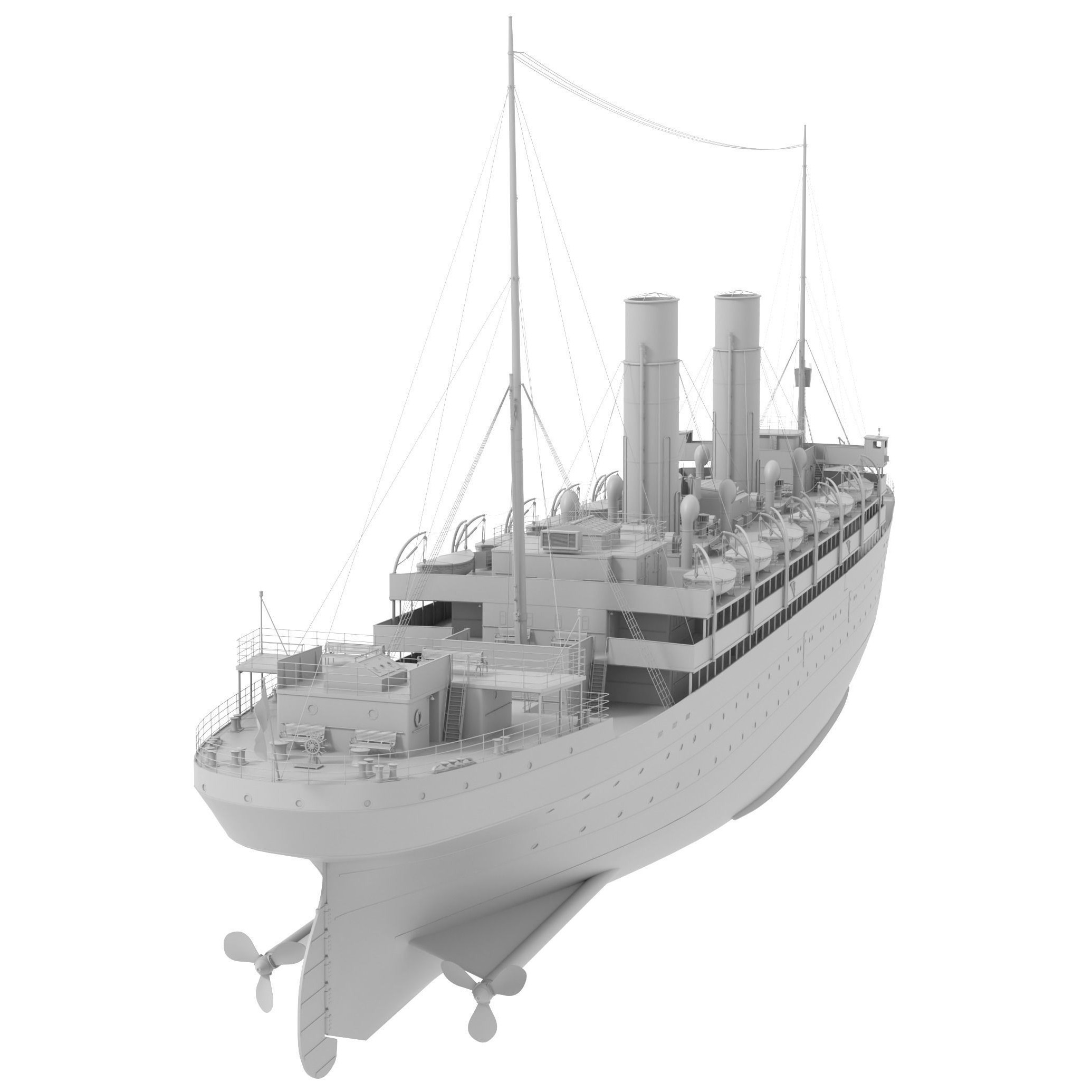 Passenger Steam Ship - Historic 3D Model - View 12