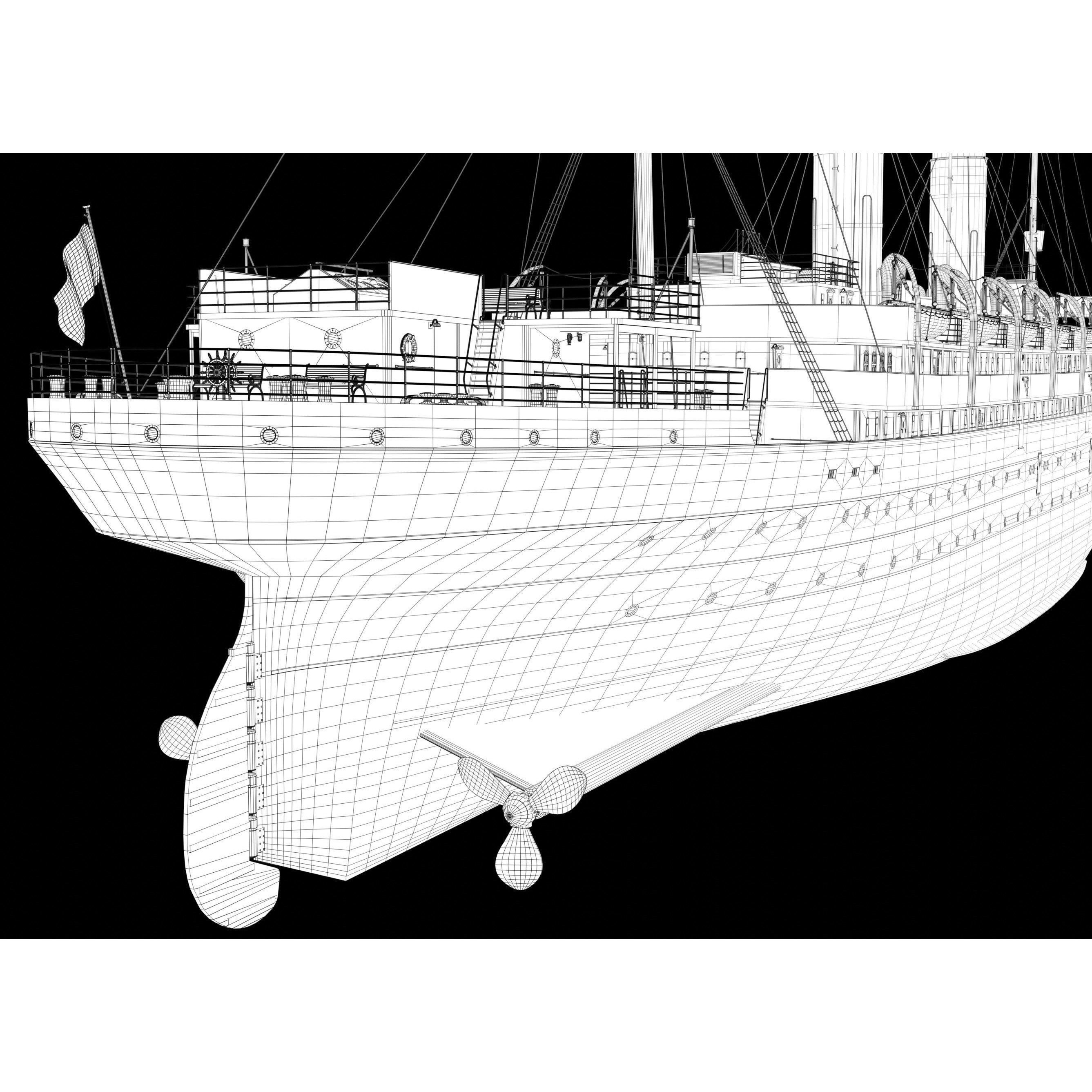 Passenger Steam Ship - Historic 3D Model - View 15