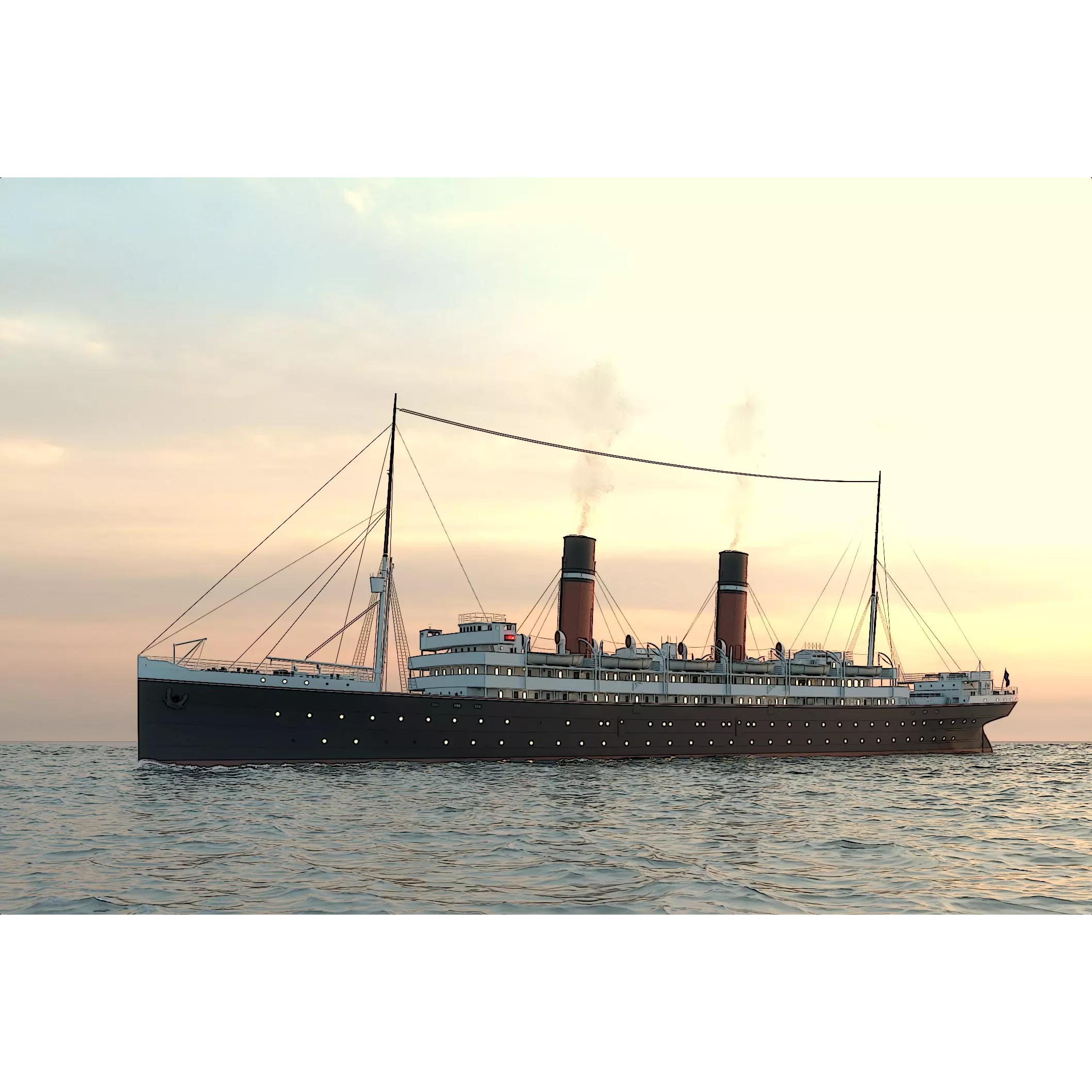 Passenger Steam Ship - Historic 3D Model - View 2