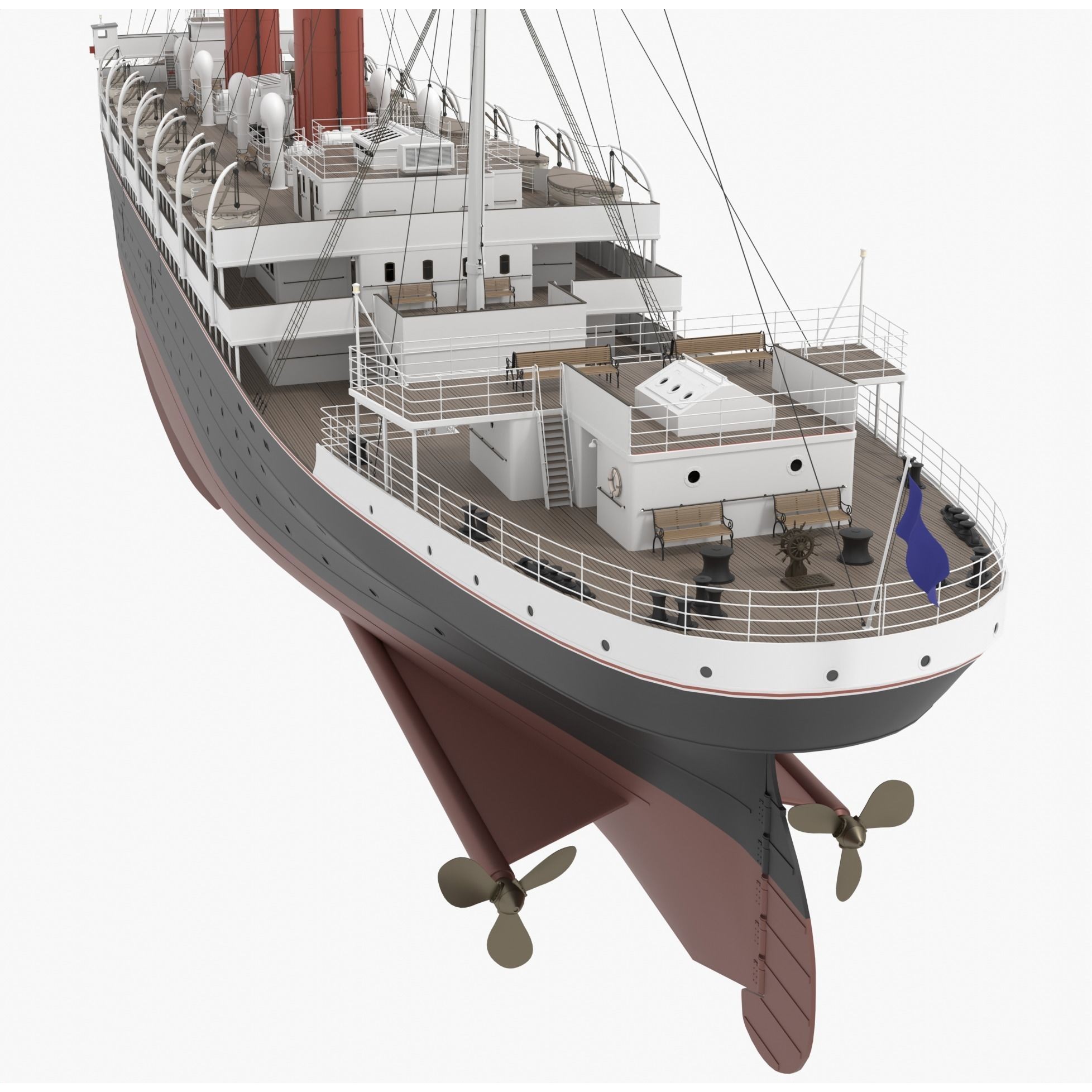 Passenger Steam Ship - Historic 3D Model - View 6
