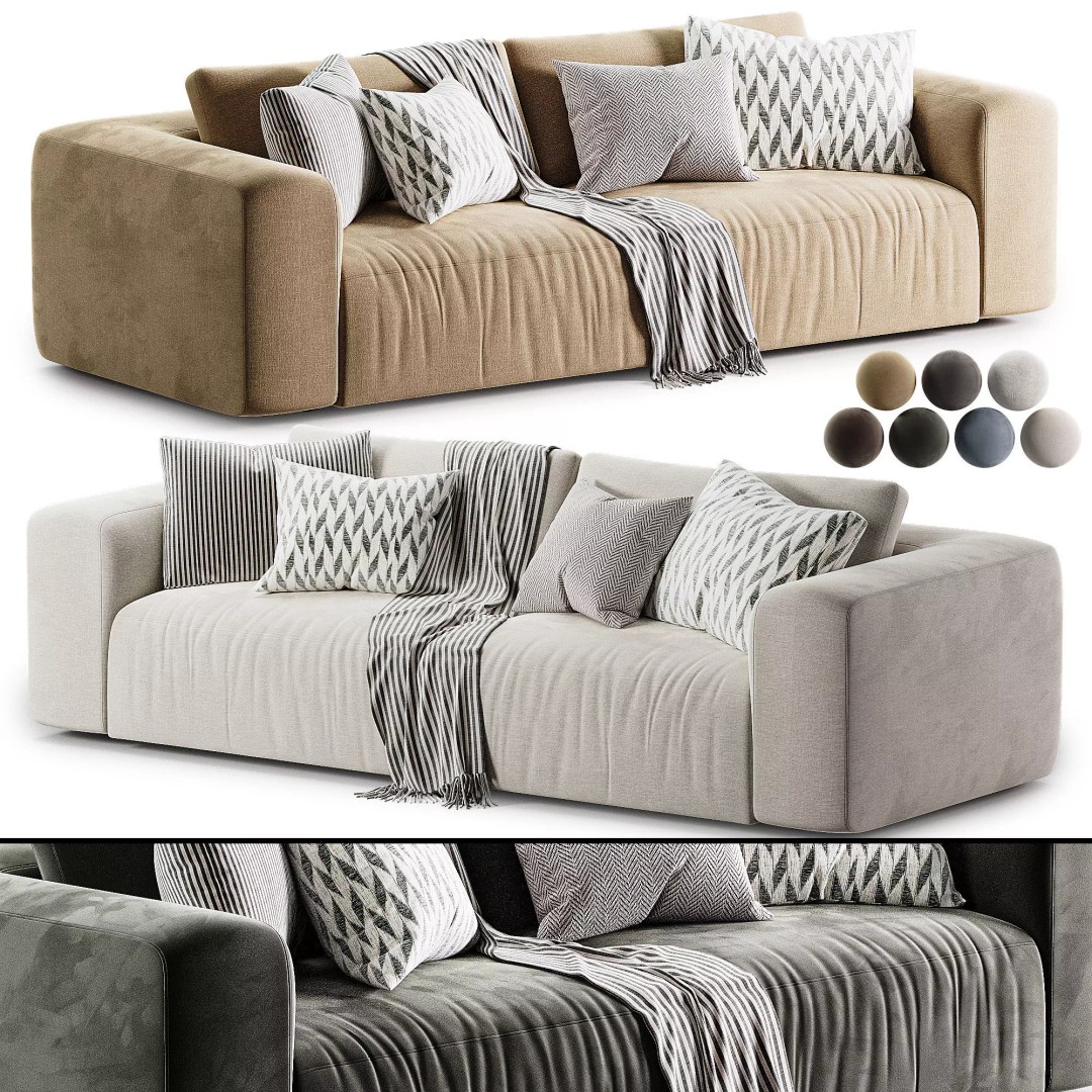 Fenton Sofa 3D Model – Modern Furniture Asset, FBX, OBJ, Corona - View 2