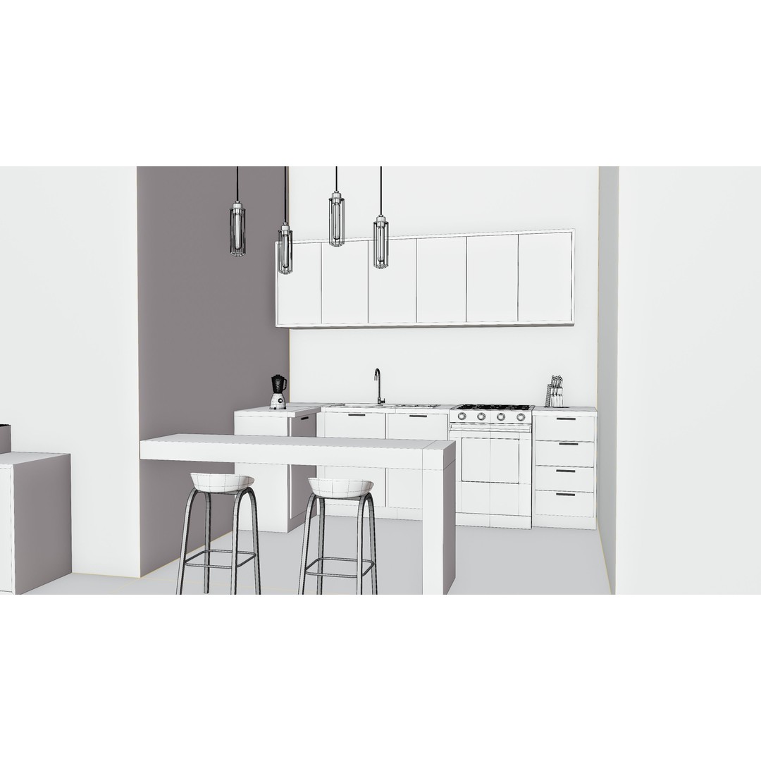 Industrial House Interior 3D Model – PBR Textured, Blender, FBX, OBJ - View 17