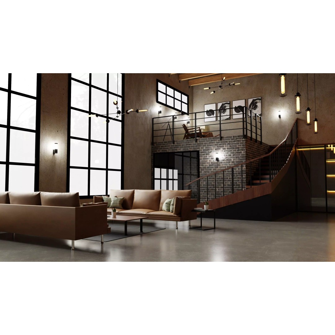 Industrial House Interior 3D Model – PBR Textured, Blender, FBX, OBJ - View 2
