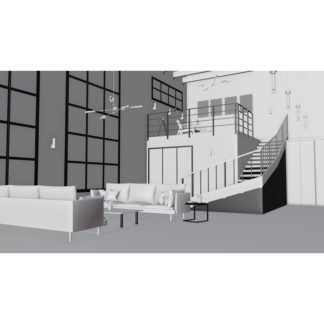 Industrial House Interior 3D Model – PBR Textured, Blender, FBX, OBJ - View 8